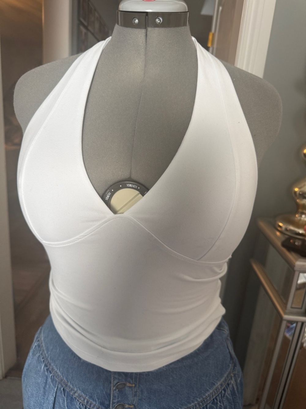 Women's White Halter Camisole Top - Sleek V-Neck Tank